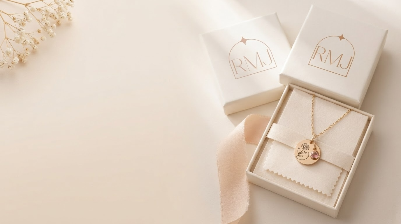 Remember Me Jewelry gift packaging with a personalized necklace